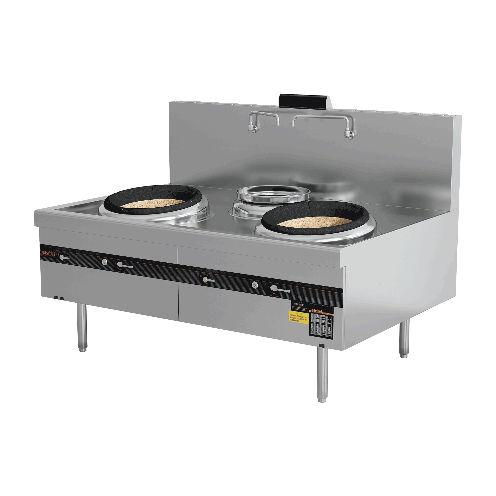 02燃气环保炒炉系列--燃气双头单尾炒炉(电磁安全制) 02燃气环保炒炉系列--燃气双头单尾炒炉(电磁安全制)