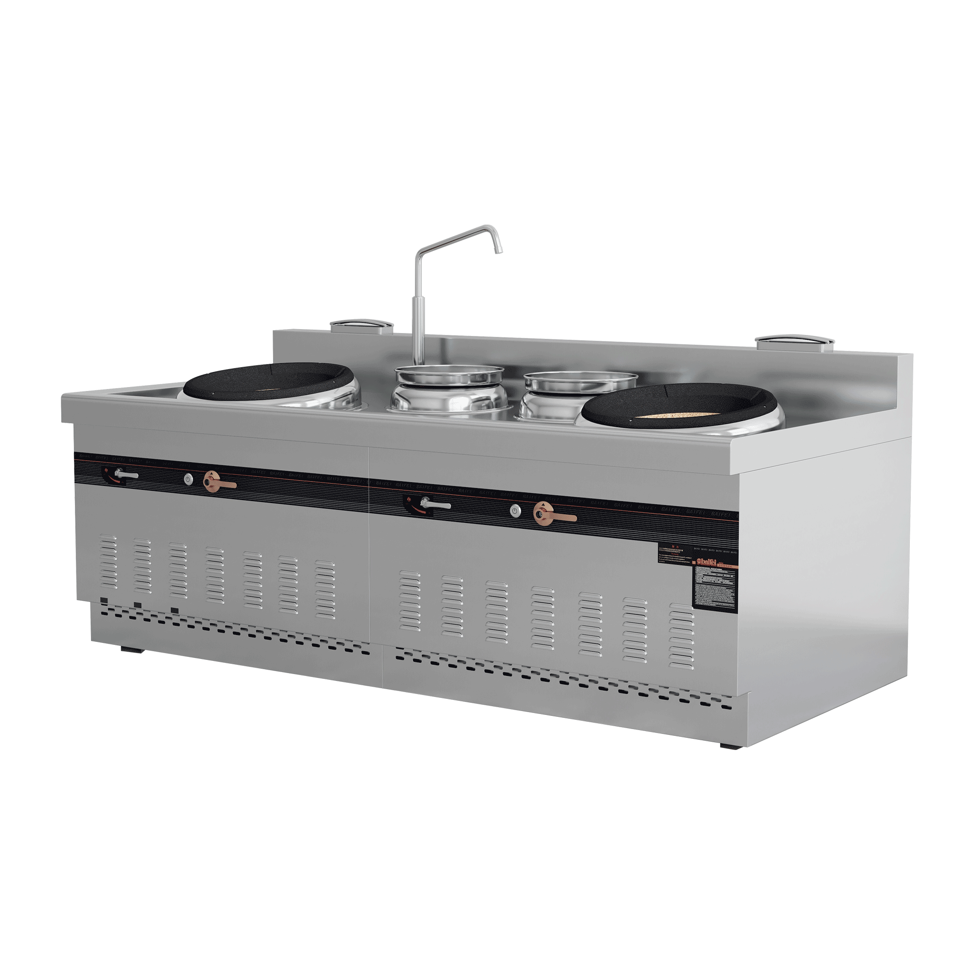 05燃气环保炒炉系列-燃气开放式双头双尾炒炉(电磁安全制) 05燃气环保炒炉系列-燃气开放式双头双尾炒炉(电磁安全制)